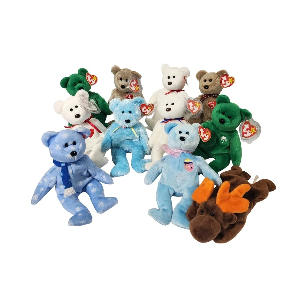 Ty Beanie Babies Lot of 10 Maple Erin 1999 Signature Holiday Teddy‎ Moose Plush